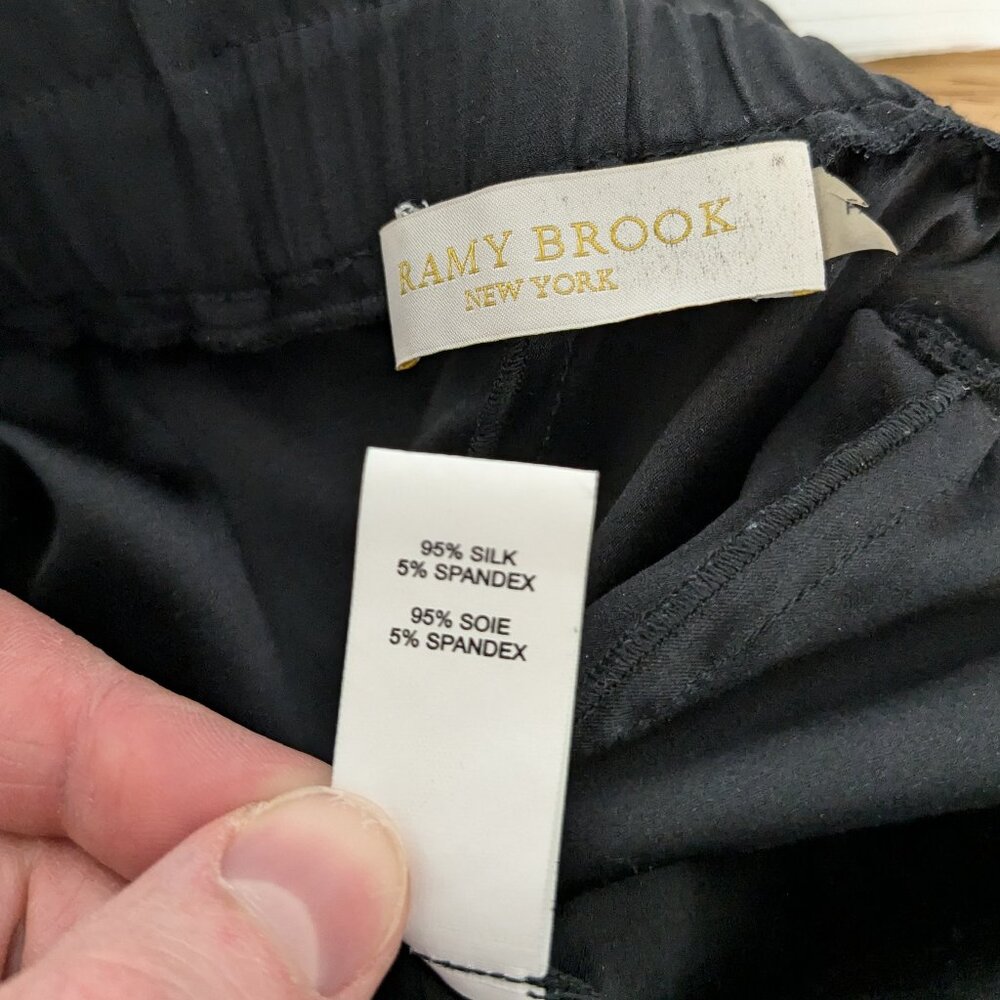 Ramy Brook Allyn Stretch Silk Cropped Pants Black - Picture 11 of 12